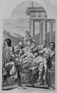 Lodovico Carracci - 2 engravings from St. Michele Bologna 1776: These rare copper engravings are from Il Claustro di S. Michele in Bosco di Bologna dipinto dal famoso Lodovico Carracci e da altri Eccellenti Maestri usciti Dalla Sua Scuola descritto ed illustrato d