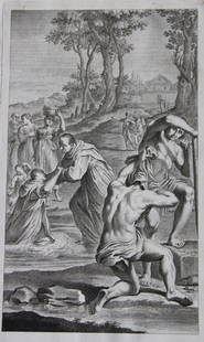 Lodovico Carracci - 2 engravings from St. Michele Bologna 1776: This rare copper engraving is from Il Claustro di S. Michele in Bosco di Bologna dipinto dal famoso Lodovico Carracci e da altri Eccellenti Maestri usciti Dalla Sua Scuola descritto ed illustrato da G