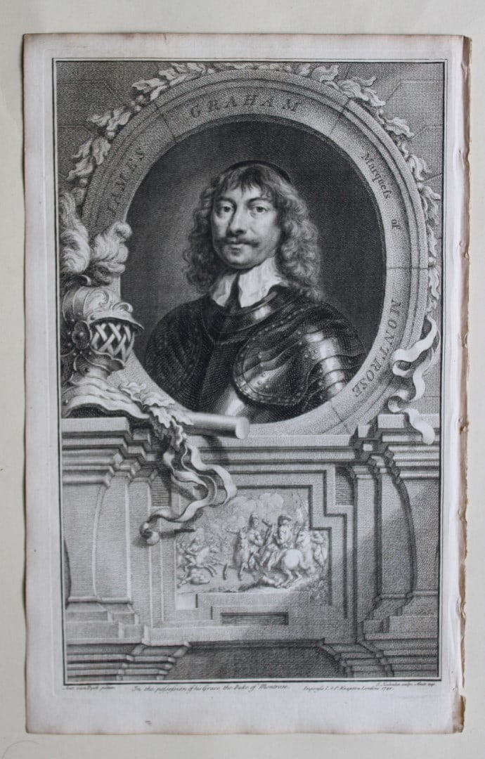 Jacobus Houbraken - Rare engraving of Marquis of Montrose 1747: These engravings are from The Heads of Illustrious Persons of Great Britain by Thomas Birch. Printed by John Knapton 1747, London. The engravings were either by Jacobus Houbraken and George Vertue aft
