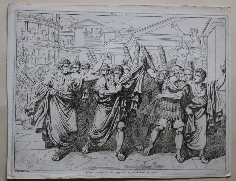 B Pinelli - 2 Folio etchings 2 etchings from Istoria Romano 1821: These etchings are from Istoria Romana (Roman History) by Bartolomeo Pinelli. Published by Presso Vincenzo Poggioli, Rome 1821.These plates are is entitled: 1. Furie di Nerone dopo avere fatto uccid#r