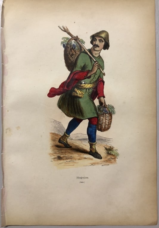 A Wahlen - 2 engravings: Circassian man and Mongolian 1843 (1 of 2)