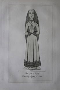 2 Sepulchral Brasses by JS Cotman 1819: These original 204-year-old etchings at Felbrigg Church and Feltwell Church, Norfolk are from the first edition of Engravings of Sepulchral Brasses in Norfolk by John Sell Cotman. Published in Yarmout