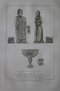 2 Sepulchral Brasses by JS Cotman 1819: These original 204-year-old etchings at St. John's Maddermarket Church, Norfolk are from the first edition of Engravings of Sepulchral Brasses in Norfolk by John Sell Cotman. Published in Yarmouth by