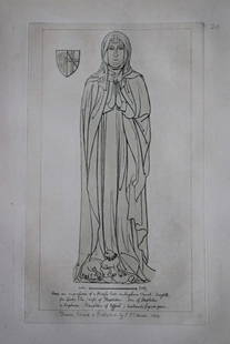 2 Sepulchral Brasses by JS Cotman 1819: These original 204-year-old etchings at Ingham Church, Norfolk are from the first edition of Engravings of Sepulchral Brasses in Norfolk by John Sell Cotman. Published in Yarmouth by JS Cotman in 1819