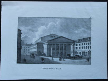 de Cloet - 2 lithographs of Brussels, Belgium 1825: These lithographs are from Chateaux et Monumens des Pays-Bas by Jean-Joseph de Cloet. Published Brussels, 1825.The lithographs featured in this lot are:1. Eglise de St Nicolas a Gand - Church of St Ni