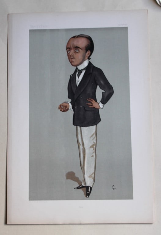 Vanity Fair - Max Beerbohm by Sic 1897: This chromolithograph is from Vanity Fair dated 1897 drawn by Sic, Wlater Richard Sickert,.Vanity Fair was subtitled A Weekly Show of Political, Social and Literary Wares and was founded by Thomas Gib