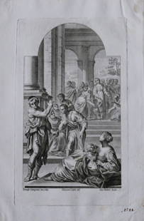 Lodovico Carracci - rare engraving of Cloisters in Bologne monastery 1776: This rare copper engraving is from Il Claustro di S. Michele in Bosco di Bologna dipinto dal famoso Lodovico Carracci e da altri Eccellenti Maestri usciti Dalla Sua Scuola descritto ed illustrato da G