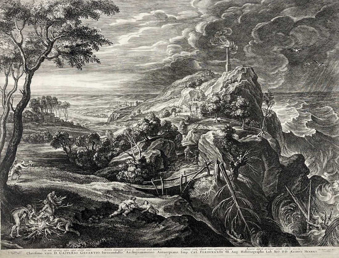 Peter Paul Rubens - The Shipwreck of Aeneas engraved by Bolswert 1638 (1 of 4)