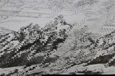 B Pinelli - Gioseffo Flavio urges  surrender from Istoria Romano 1821: This etching is from Istoria Romana (Roman History) by Bartolomeo Pinelli. Published by Presso Vincenzo Poggioli, Rome 1821.The full title of this work is Raccolta di No. 100 Soggetti Li Pi? Rimarchev
