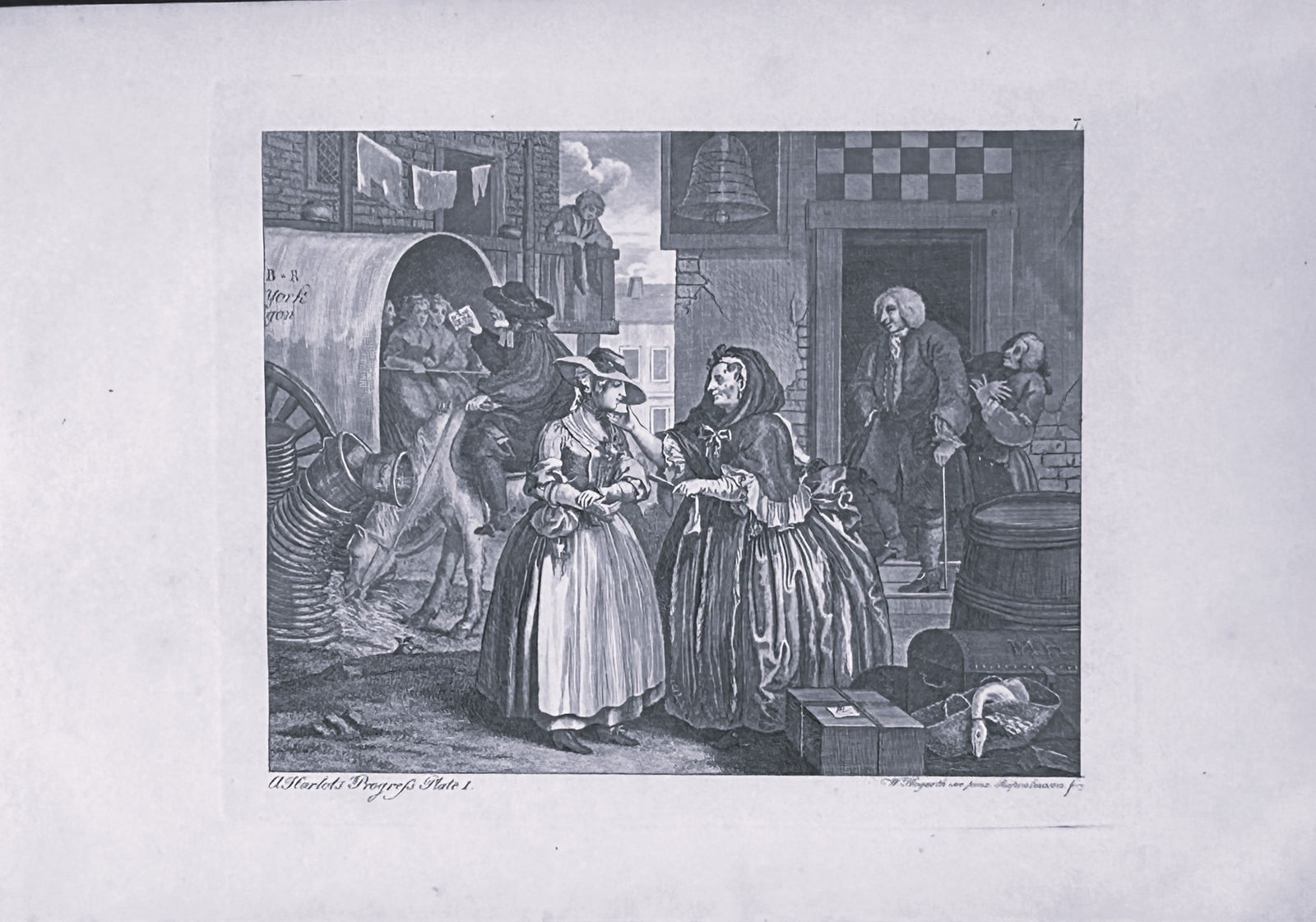 W Hogarth - 6 engravings of A Harlot's Progress by Riepenhausen 1820: This set of engravings was made by Ernst Ludwig Riepenhausen after William Hogarth. Published in Weimar 1820.Ernst Ludwig Riepenhausen (1765-1840) was well respected for his engravings after Hogarth,