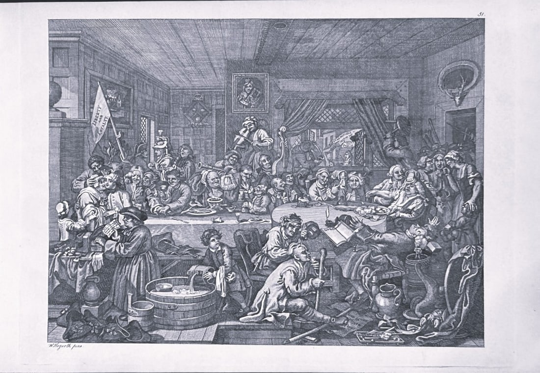 W Hogarth - 4 engravings of Elections by Riepenhausen 1820: This set of engravings was made by Ernst Ludwig Riepenhausen after William Hogarth. Published in Weimar 1820.Ernst Ludwig Riepenhausen (1765-1840) was well respected for his engravings after Hogarth,