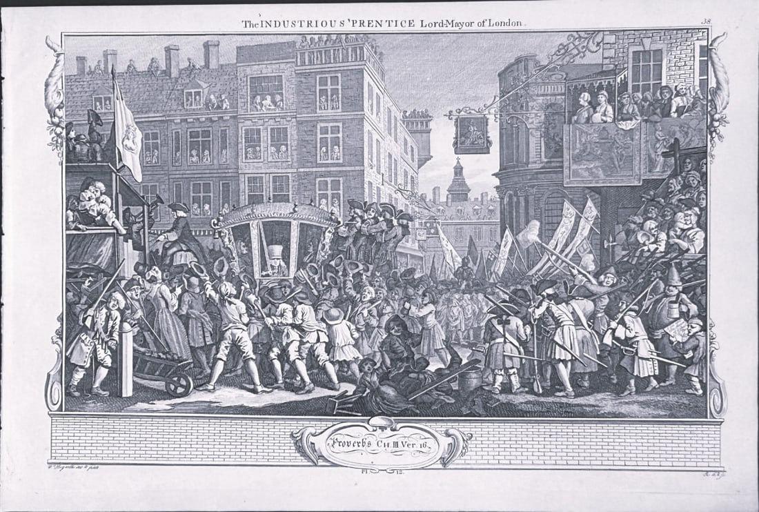 W Hogarth - 6 engravings of the Industrious Apprentice by Riepenhausen 1820: This set of engravings was made by Ernst Ludwig Riepenhausen after William Hogarth. Published in Weimar 1820.Ernst Ludwig Riepenhausen (1765-1840) was well respected for his engravings after Hogarth,