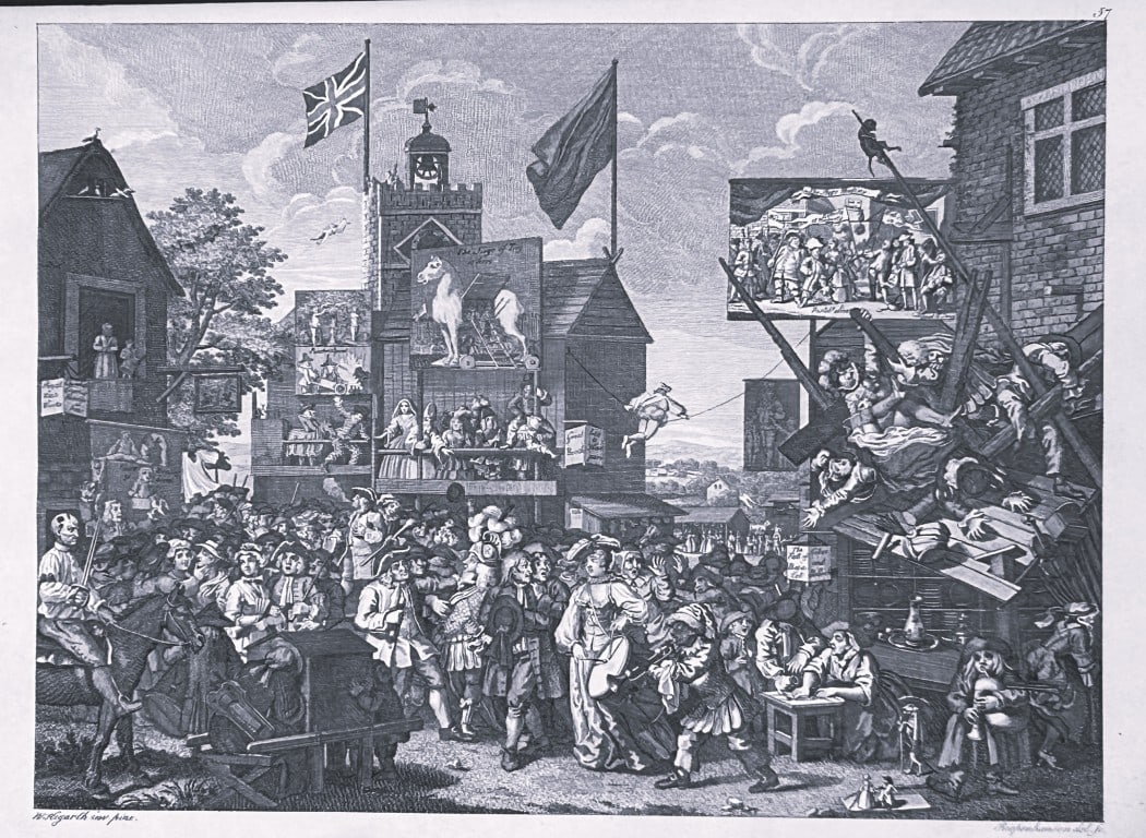W Hogarth - Southwark Fair & March to Finchley by Riepenhausen 1820: This set of engravings was made by Ernst Ludwig Riepenhausen after William Hogarth. Published in Weimar 1820.Ernst Ludwig Riepenhausen (1765-1840) was well respected for his engravings after Hogarth,
