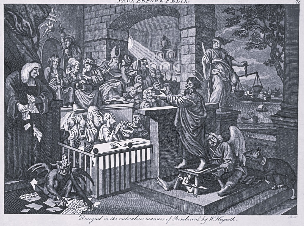 W Hogarth - 3 Engravings of St Paul and a woman by Riepenhausen 1820: This set of engravings was made by Ernst Ludwig Riepenhausen after William Hogarth. Published in Weimar 1820.Ernst Ludwig Riepenhausen (1765-1840) was well respected for his engravings after Hogarth,