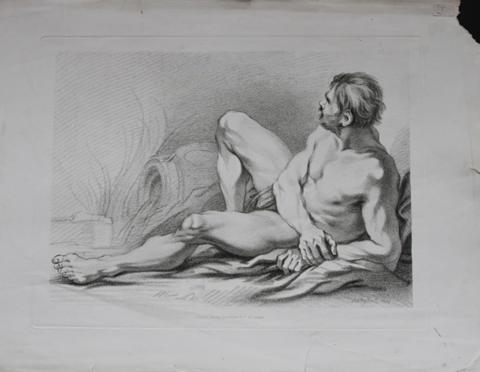 F Bartolozzi and Cipriani - Original engraving from Easy Principles 1828: This etching with stipple is from Rudiments of Drawing, published in London 1796.The illustrations were drawn by Giovanni Battista Cipriani and engraved by Francesco Bartolozzi, executed with his char