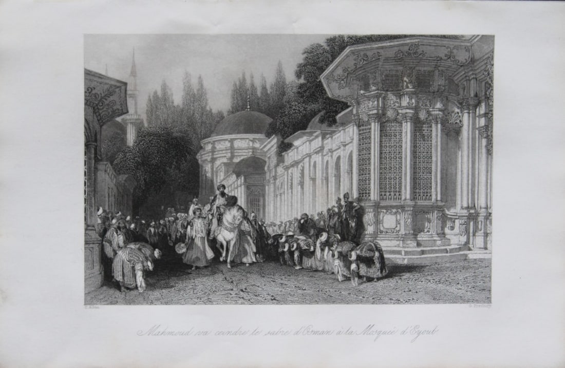 Thomas Allom - The Mosque of Achmet, Ottoman Empire engraving 1855: This engraving is from Histoire de l'Empire Ottoman depuis anciens jusqu’a nos jours (History of the Ottoman Empire from ancient times to the present day) by Theophile Lavallee. Published by Garnier