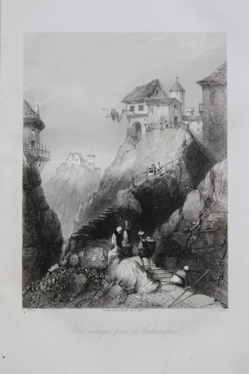 Thomas Allom - Andrianople, Ottoman Empire engraving 1855: This engraving is from Histoire de l'Empire Ottoman depuis anciens jusqu’a nos jours (History of the Ottoman Empire from ancient times to the present day) by Theophile Lavallee. Published by Garnier