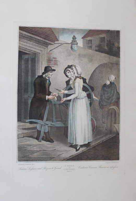 Francis Wheatley - Cries of London 19th century engraving Plate 6: This large engraving is from the series entitled Cries of London by Francis Wheatley R.A and engraved by Luigi Schiavonetti, date unknown. Between 1792 and 1795 Wheatley exhibited 14 paintings of the