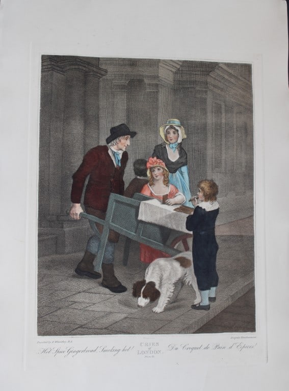 Francis Wheatley - Cries of London 19th century engraving Plate 12: This large engraving is from the series entitled Cries of London by Francis Wheatley R.A and engraved by Luigi Schiavonetti, date unknown. Between 1792 and 1795 Wheatley exhibited 14 paintings of the