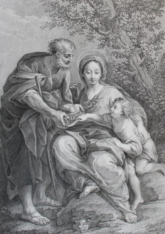 Bartolozzi after Maratti - Mary, Joseph and Jesus 1760 (1 of 4)