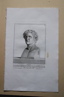 Giovanni Campiglia- Bust of Bacco by Silvestro Pomared 1741: This engraving is from Del Museo Capitolino, Tomo I, Contente Immagi D'vomini illusti by Giovanni Bottari. Rome: si vente alla Calcografia Cambrale al Piede di Marmo 1741, Title translates as: Of the
