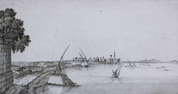 View of the Grand Mosque by Capt. FL Norden 1792: This copperplate engraving is from The Antiquities, Natural History, Ruins and Other Curiosities of Egypt, Nubia and Thebes by Frederic Lewis (or Ludvig) Norden. Printed for Edward Jeffreys, London 17