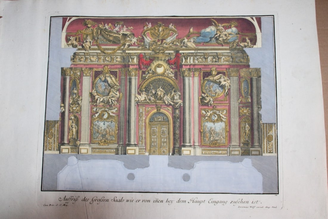 Paul Decker - Rare engraving Pl 10 Great Hall 1711 (1 of 2)