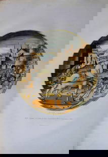 Delange and Bornemann - Plat - Le Cheval de Troie 1869: This lithograph of No 78. Plat Le Cheval de Troie - Collection de M. De. Basilewski a Paris is from Recueil de Faiences Italiennes des XV-e, XVI-e et XVII-e Siecles with text by M. A. Darcel et M. Hen