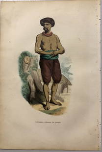 A Wahlen - 2 engravings: Hindustan man and Indian Sepoy officer 1843: These hand-coloured woodcut engravings are from the Asian volume of Moeurs, Usages et costumes de tous les peuples du monde, d'apr?s des documents authentiques et les voyages les plus r?cents by Augus