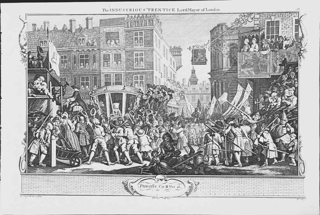 W Hogarth - 6 engravings of the Industrious Apprentice by Riepenhausen 1820: This set of engravings was made by Ernst Ludwig Riepenhausen after William Hogarth. Published in Weimar 1820.Ernst Ludwig Riepenhausen (1765-1840) was well respected for his engravings after Hogarth,