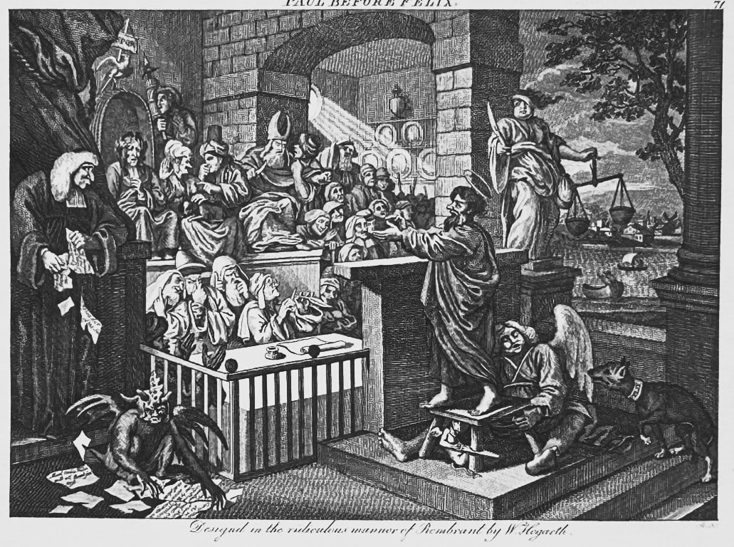 W Hogarth - 3 Engravings of St Paul and a woman by Riepenhausen 1820: This set of engravings was made by Ernst Ludwig Riepenhausen after William Hogarth. Published in Weimar 1820.Ernst Ludwig Riepenhausen (1765-1840) was well respected for his engravings after Hogarth,