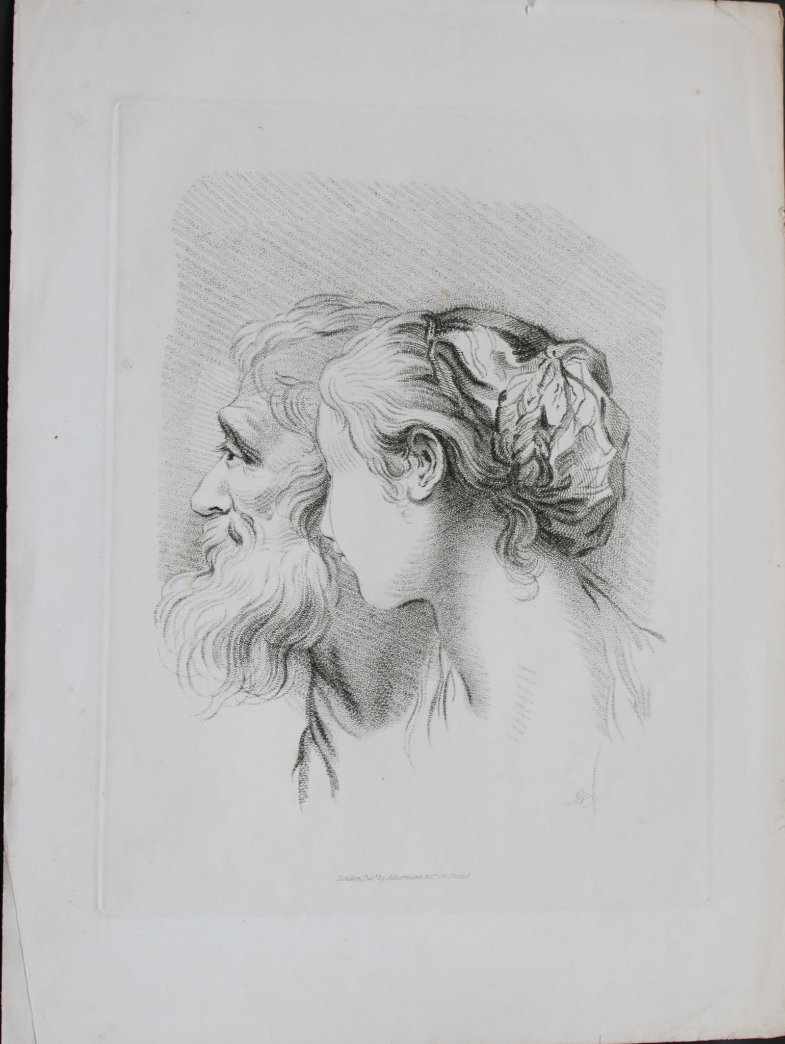 F Bartolozzi and GB Cipriani - Original engraving 1796: This etching with stipple is from Rudiments of Drawing, published in London 1796.The illustrations were drawn by Giovanni Battista Cipriani and engraved by Francesco Bartolozzi, executed with his char
