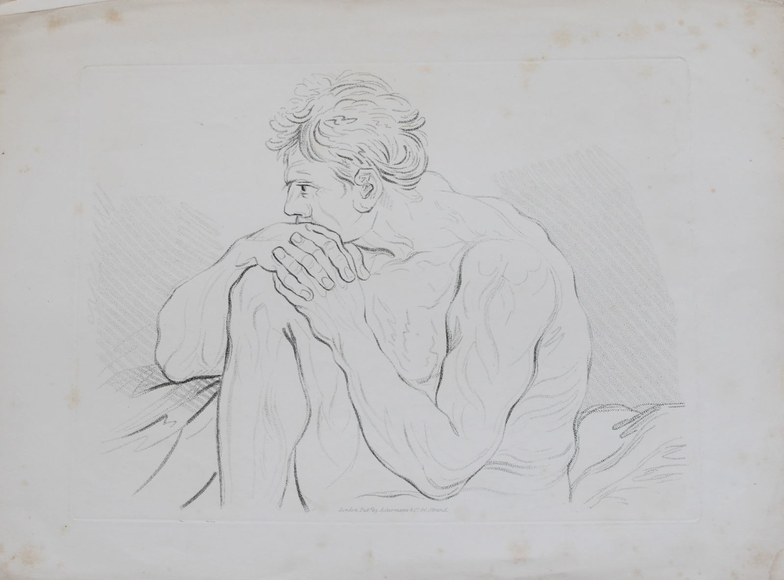 F Bartolozzi and GB Cipriani - Original engraving 1796: This etching with stipple is from Rudiments of Drawing, published in London 1796.The illustrations were drawn by Giovanni Battista Cipriani and engraved by Francesco Bartolozzi, executed with his char