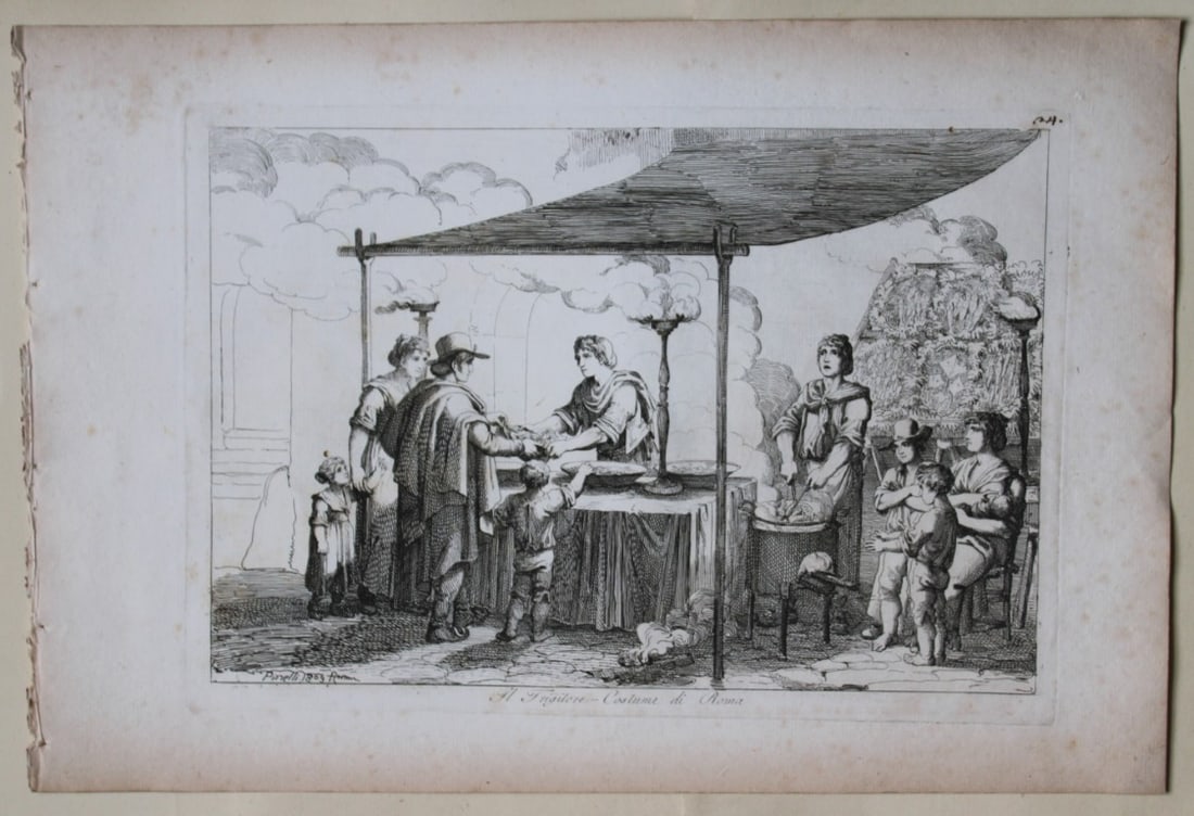 Il Frigitere Costumi di Roma by B Pinelli from Costumi Pittoreschi 1809: This etching is from Raccolta di Cinquanta Costumi Pittoreschi incisi all acqua forte da Bartolomeo Pinelli Romano. Published by Lorenzo Lazzari, Rome 1809.This plate is entitled: Il Frigitere Costumi