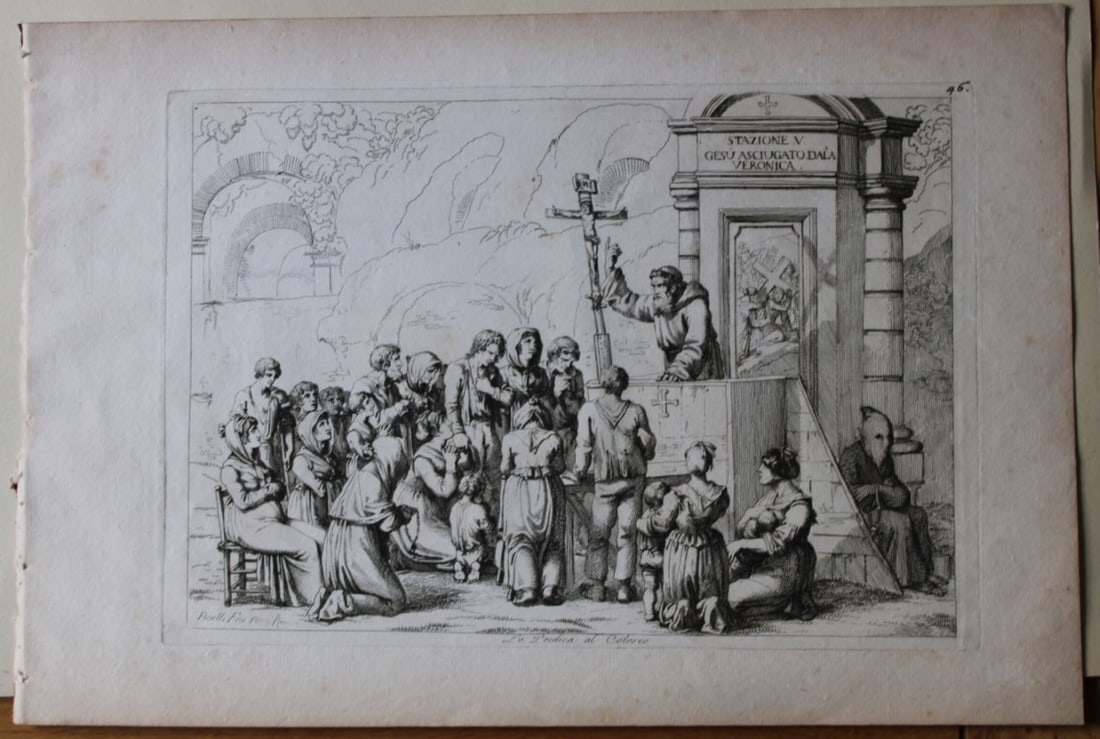 La Predica al Coloseo by B Pinelli from Costumi Pittoreschi 1809: This etching is from Raccolta di Cinquanta Costumi Pittoreschi incisi all acqua forte da Bartolomeo Pinelli Romano. Published by Lorenzo Lazzari, Rome 1809.This plate is entitled: La Predica al Colose