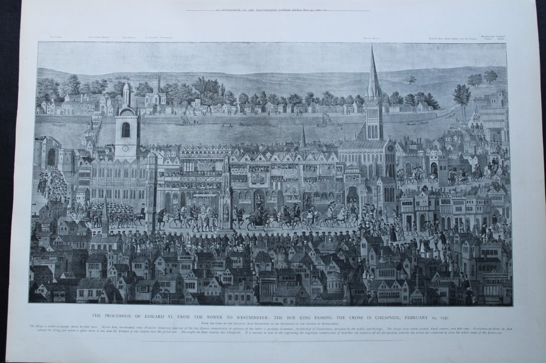 James Basire - Large engraving of the procession of Edward VI in 1547 (1 of 3)