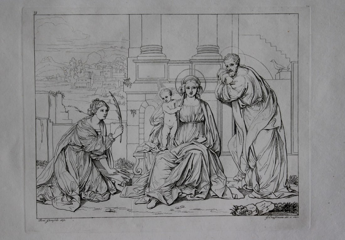 Giuseppe Craffonara - 2 engravings of papal paintings 1820 (1 of 2)