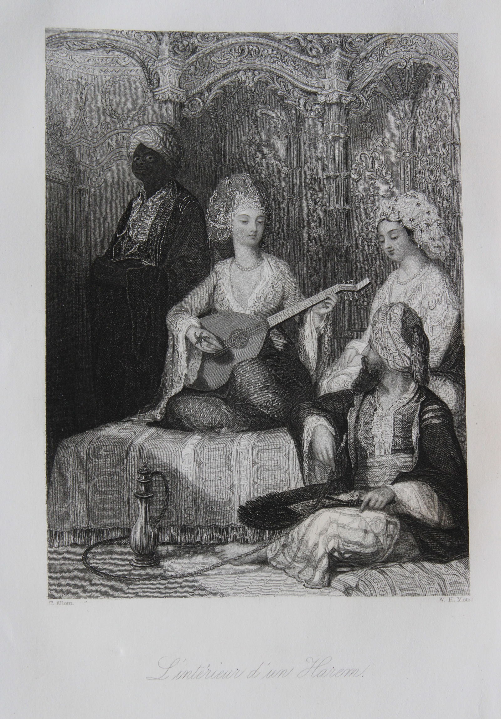 Thomas Allom - Harem interior, Ottoman Empire engraving 1855.: This engraving is from Histoire de l'Empire Ottoman depuis anciens jusqu’a nos jours (History of the Ottoman Empire from ancient times to the present day) by Theophile Lavallee. Published Thomas All