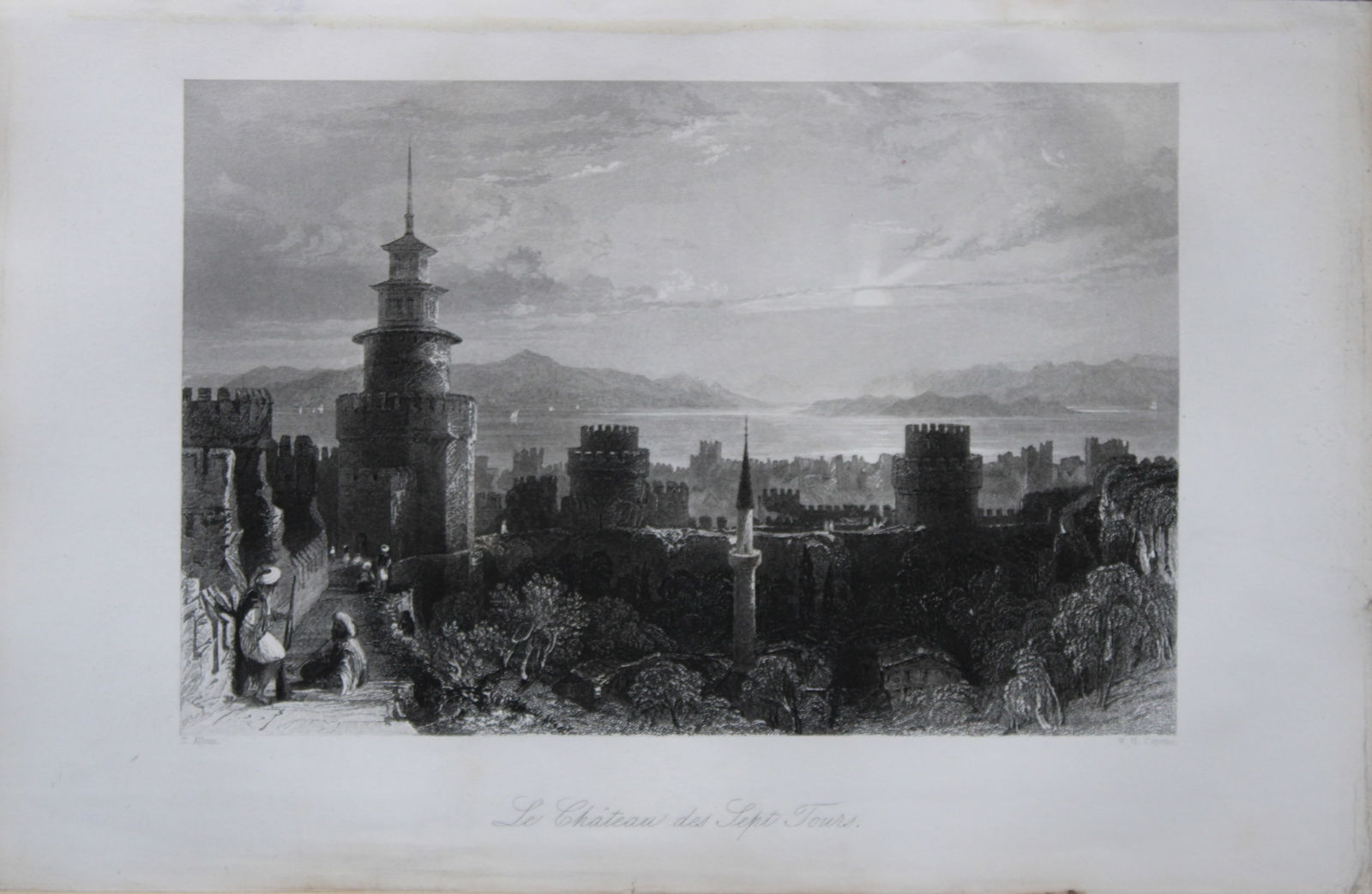 Thomas Allom - The Castle of Seven Towers, Ottoman Empire engraving 1855.: This engraving is from Histoire de l'Empire Ottoman depuis anciens jusqu’a nos jours (History of the Ottoman Empire from ancient times to the present day) by Theophile Lavallee. Published Thomas All