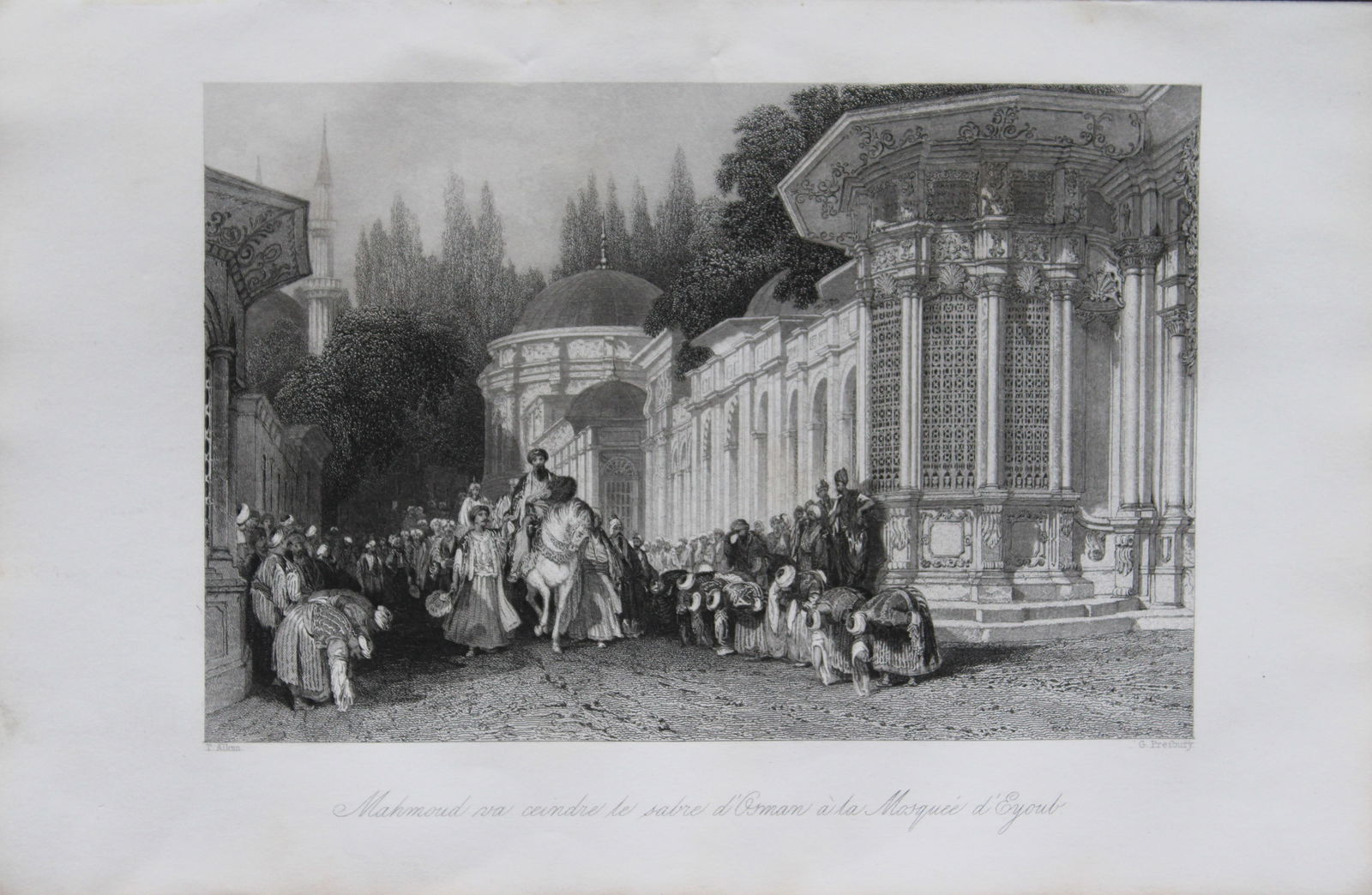 Thomas Allom - The Mosque of Achmet, Ottoman Empire engraving 1855.: This engraving is from Histoire de l'Empire Ottoman depuis anciens jusqu’a nos jours (History of the Ottoman Empire from ancient times to the present day) by Theophile Lavallee. Published Thomas All