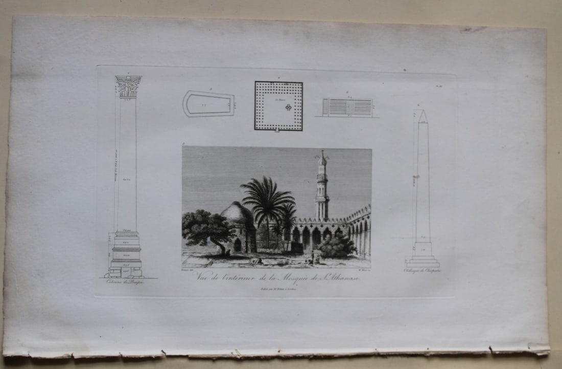 Mosque of St. Athanase by Vivant Denon 1807: This is plate 3 from the Voyage dans la Basse et la Haute-Egypte pendant les campagnes du General Bonaparte by Dominique Vivant Denon. Published by Samuel Bagster, London 1807.The full details of the