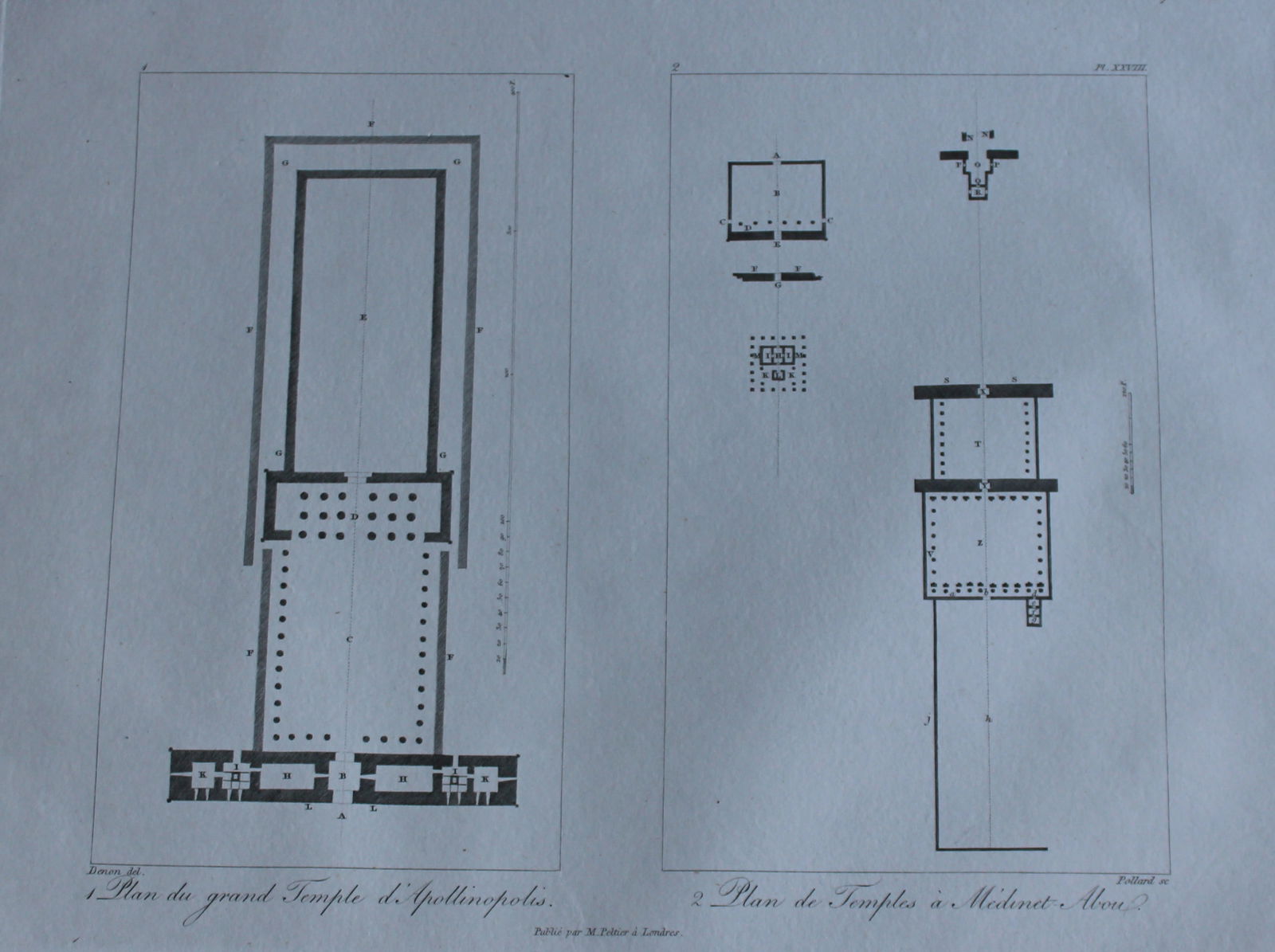 Temple d'Apollinopolis by Vivant Denon 1807: This is plate 28 from the Voyage dans la Basse et la Haute-Egypte pendant les campagnes du General Bonaparte by Dominique Vivant Denon. Published by Samuel Bagster, London 1807.The first member of the