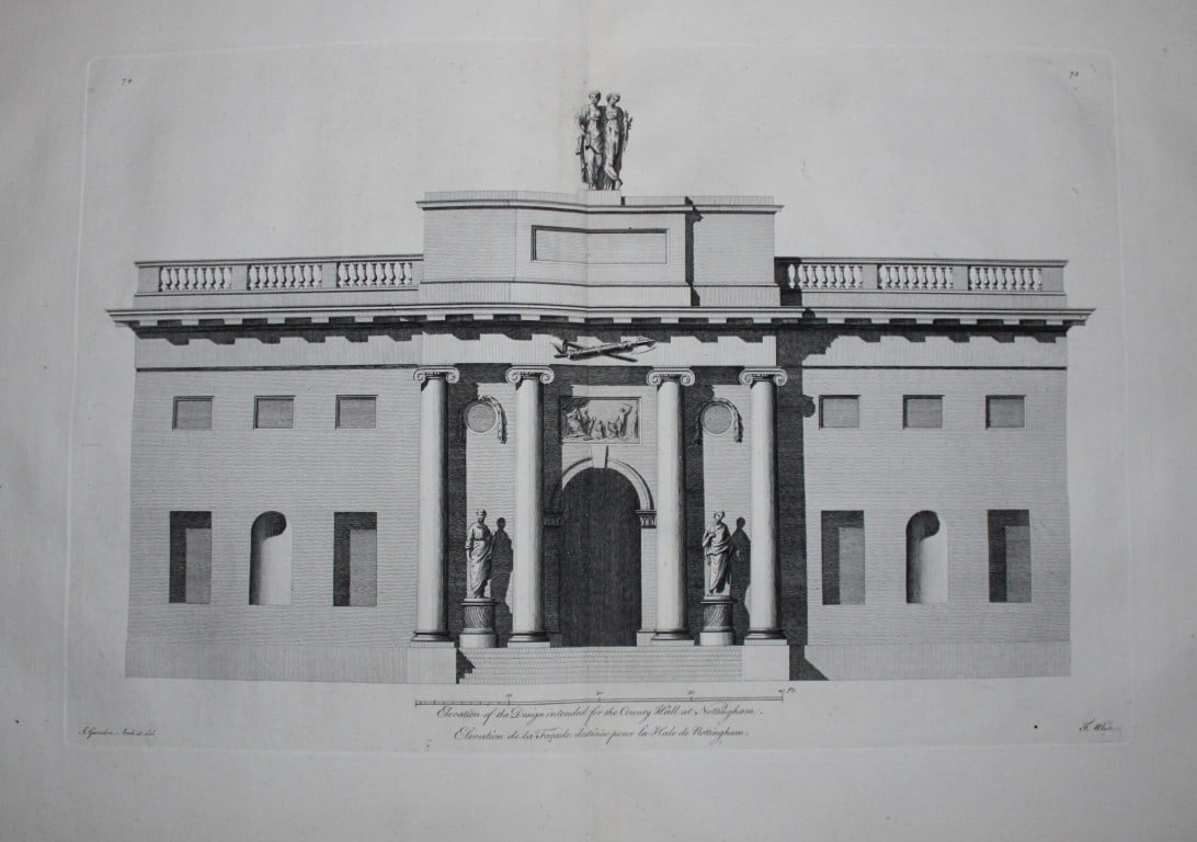 Vitruvius Britannicus 1771 - Pl 75 County Hall, Nottingham + floor plan (1 of 3)