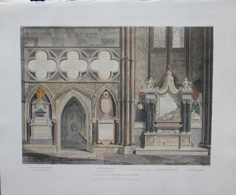 Thompson - 10th Window of Westminster Abbey engraved by J Bluck 1812: This aquatint print is from The History of the Abbey Church of St. Peter's Westminster, Its Antiquities and Monuments by Rudolph Ackermann and William Combe, published in London 1812.One of the quinte