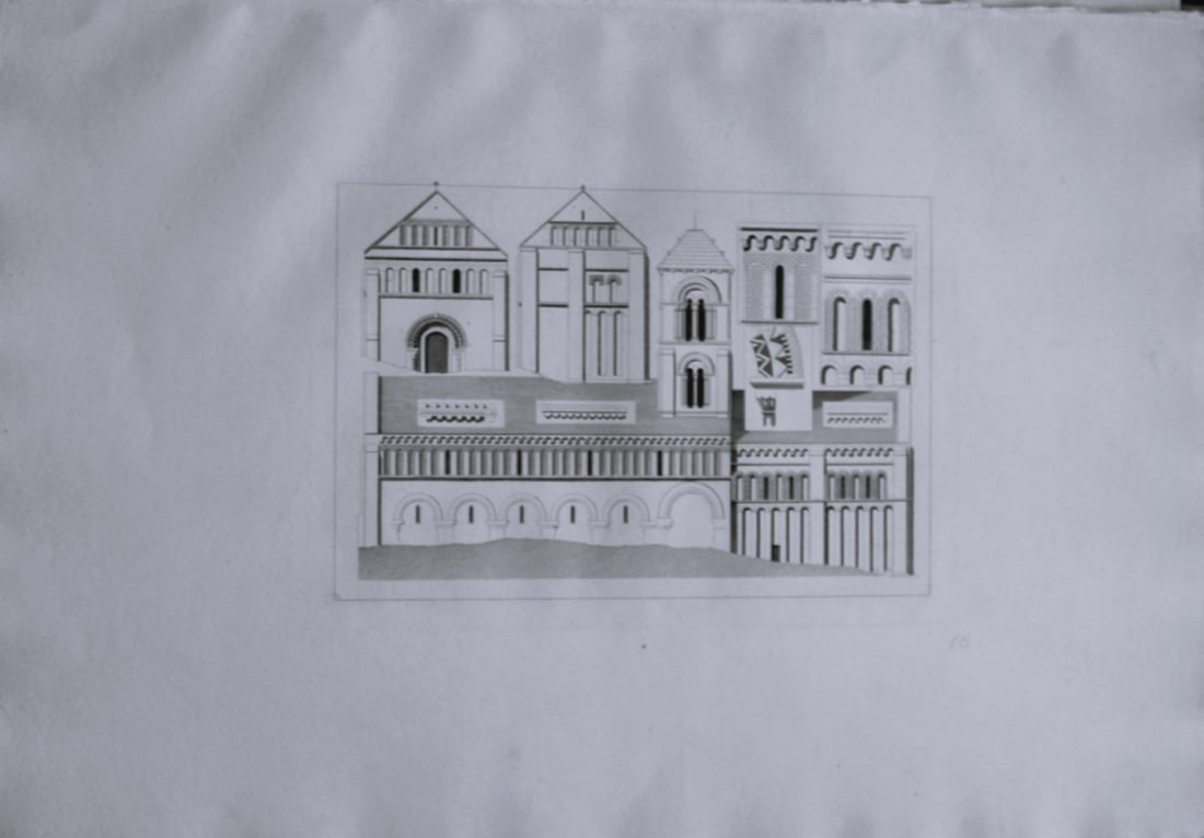 John Sell Cotman - Folio engraving of Church of Than, Normandy 1822: This original 200-year-old etching of the Church of Than is from Architectural Antiquities of Normandy by John Sell Cotman. Published in London by J. & A. Arch in 1822.This soft-ground etching is on c