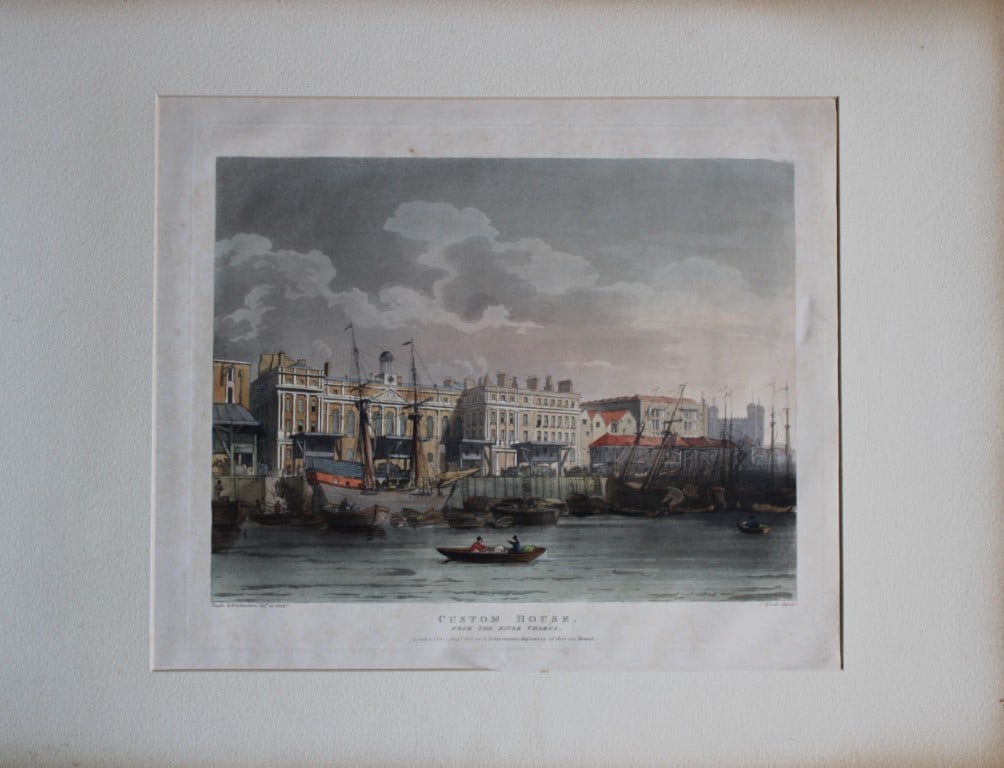 Rowlandson and Pugin - Aquatint of Custom House, London 1808 (1 of 2)
