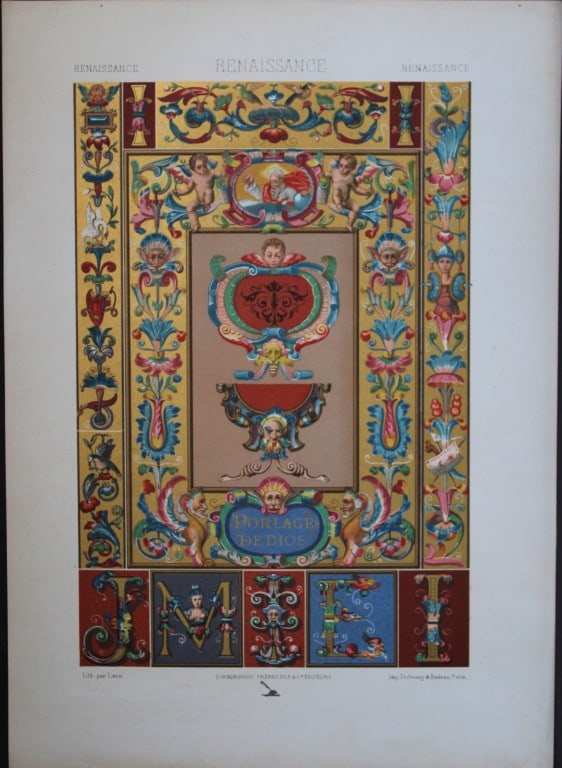 A Racinet - 2 lithographs of Renaissance designs 1873 (1 of 2)