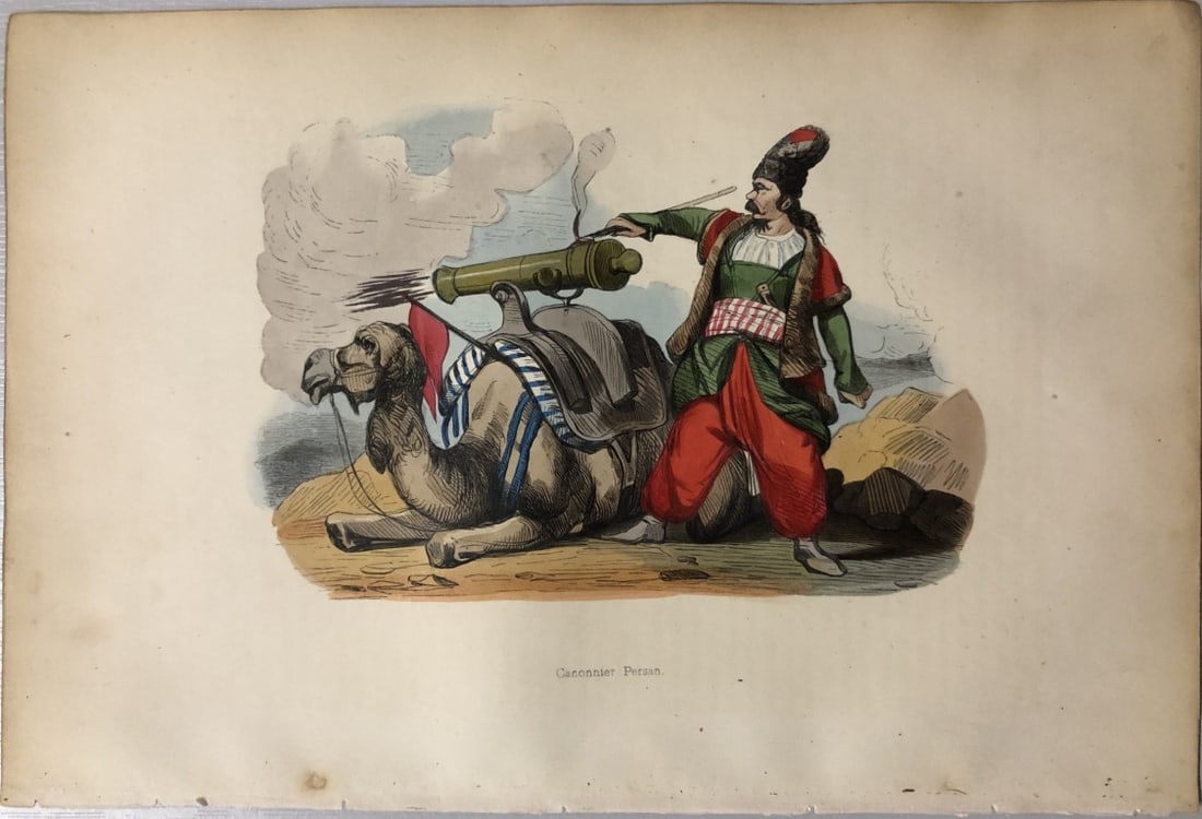 A Wahlen - 2 engravings: Persian mullah and Persian gunner 1843 (1 of 2)
