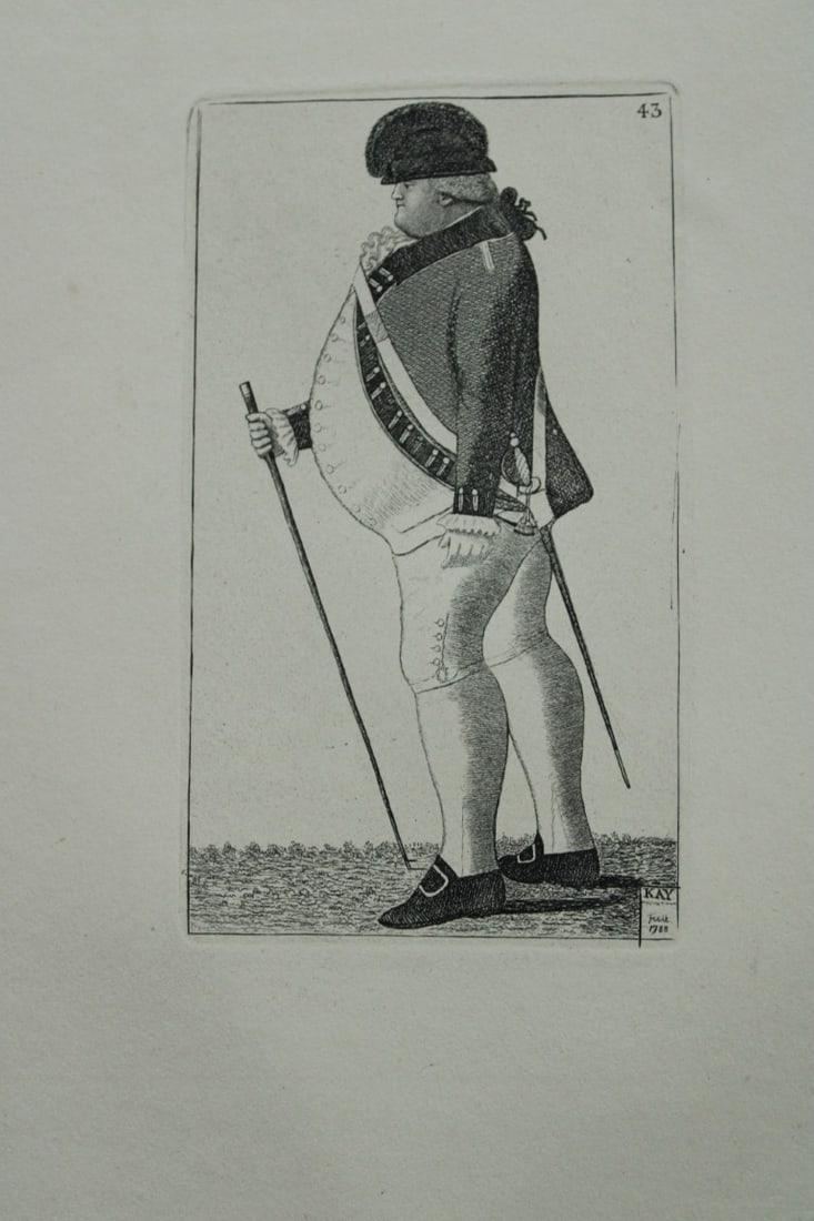 John Kay - 2 etchings of Scottish characters 1877: These engravings are from A Series of Original Portraits and Caricature Etchings by John Kay. Published by Adam and Charles Black, Edinburgh, 1877. Kay was a caricaturist, engraver and miniature paint
