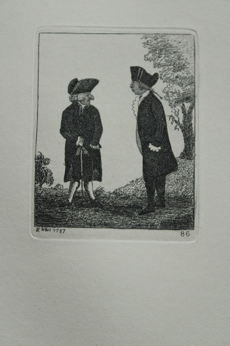 John Kay - 2 etchings of Scottish characters 1877: These engravings are from A Series of Original Portraits and Caricature Etchings by John Kay. Published by Adam and Charles Black, Edinburgh, 1877. Kay was a caricaturist, engraver and miniature paint